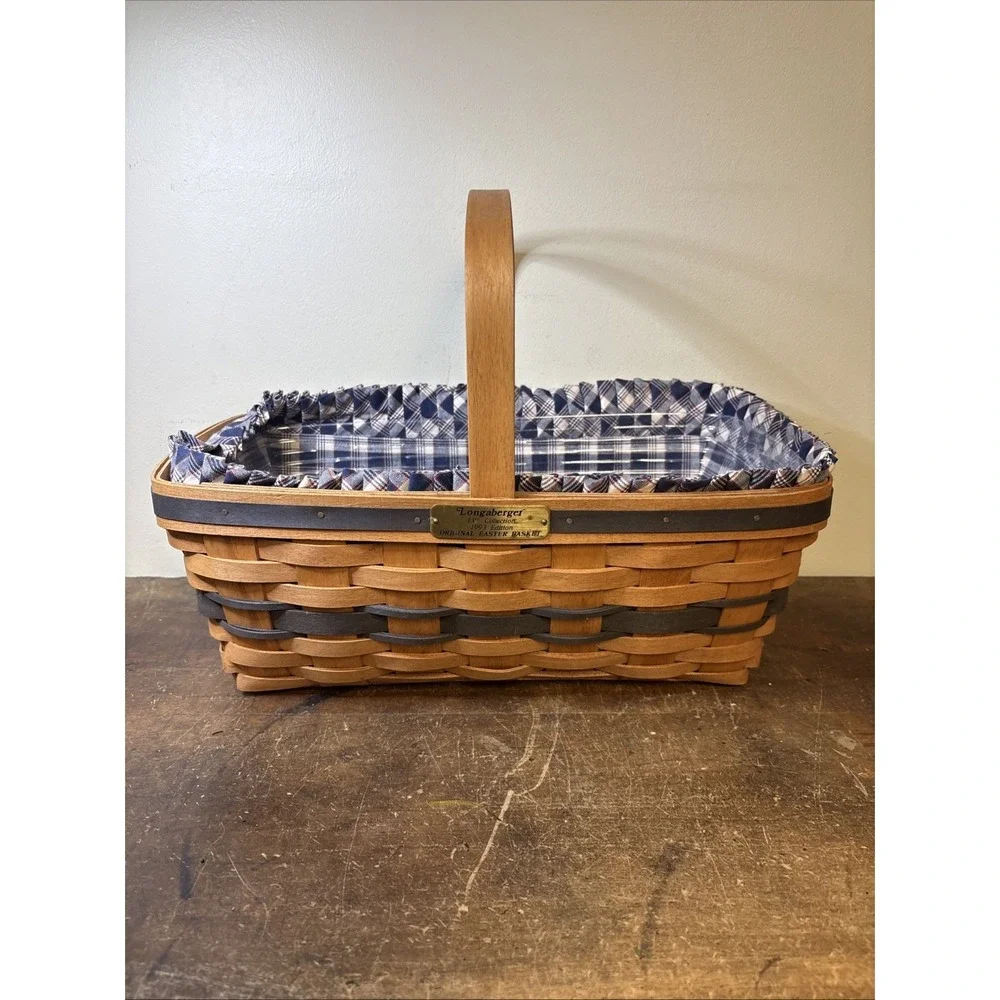 Vintage Longaberger JW Collection Easter Basket 1993 Edition Liner Protector EUC